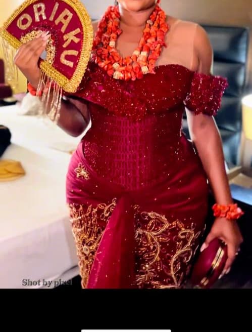Wine Beaded Traditional Dress (Size 10/12))